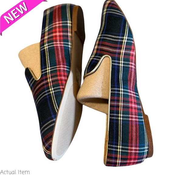 NWT J. Crew Stewart Plaid Tartan Smoking Slippers Loafers Flats Size 8.5 - Picture 5 of 8